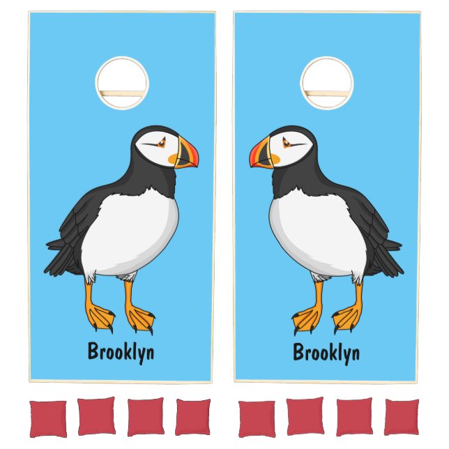 Atlantic puffin illustration  cornhole set (Set)