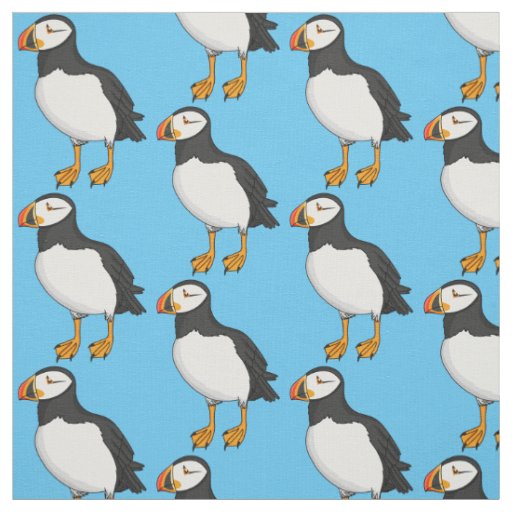 Atlantic puffin illustration  fabric