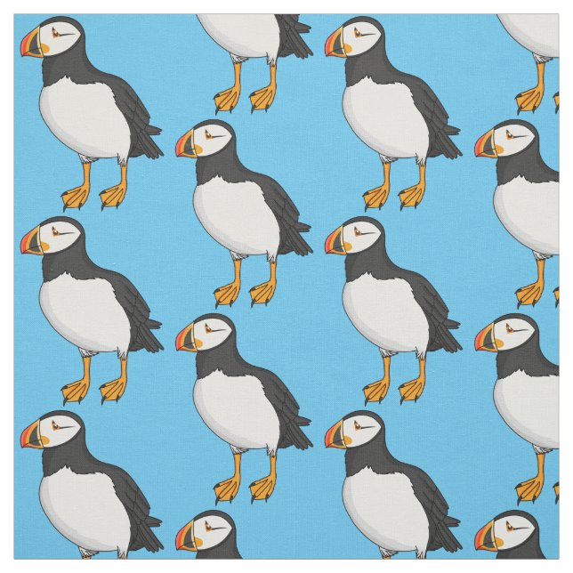 Atlantic puffin illustration  fabric (Swatch)