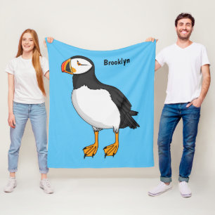 Atlantic puffin illustration fleece blanket