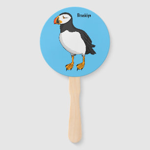 Atlantic puffin illustration hand fan
