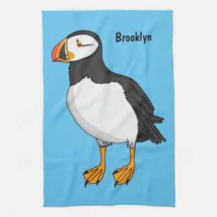 Atlantic puffin illustration  kitchen towel