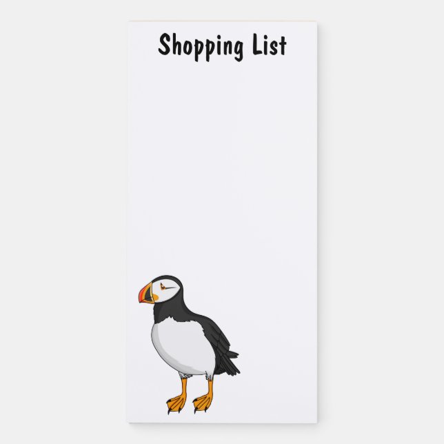 Atlantic puffin illustration magnetic notepad (Front)