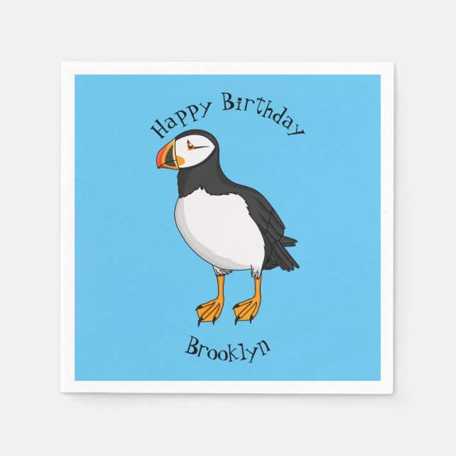 Atlantic puffin illustration  napkins (Front)