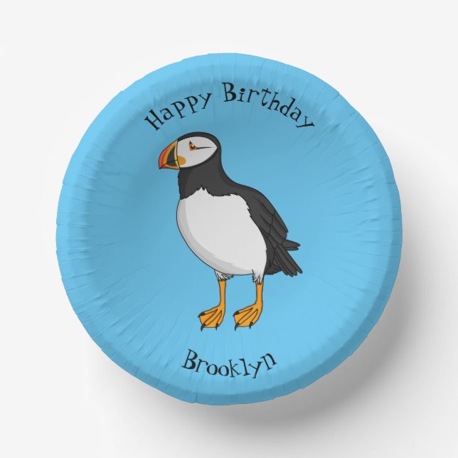 Atlantic puffin illustration paper bowls (Front)