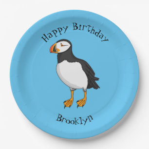 Atlantic puffin illustration paper plates