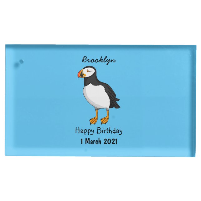 Atlantic puffin illustration place card holder (Front)