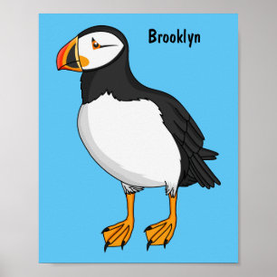 Atlantic puffin illustration poster