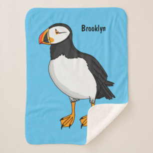 Atlantic puffin illustration sherpa blanket