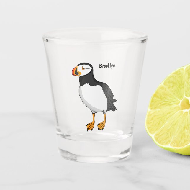 Atlantic puffin illustration  shot glass (Front)