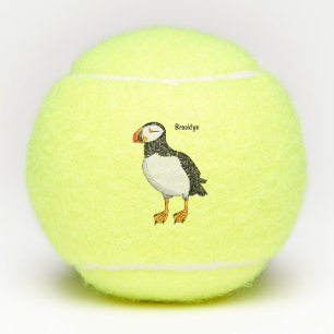 Atlantic puffin illustration tennis balls
