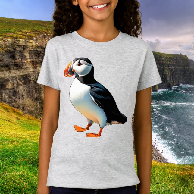 Atlantic Puffin Sea Bird Coastal Wildlife Picture T-Shirt (A t-shirt with picture of an Atlantic puffin)