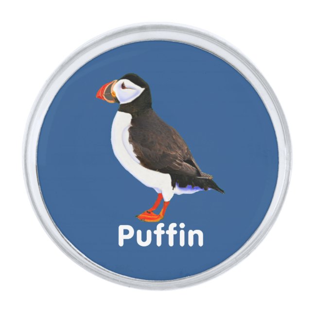 Atlantic Puffin Silver Finish Lapel Pin (Front)