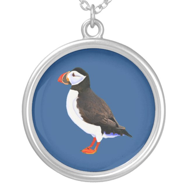 Atlantic Puffin Silver Plated Necklace (Front)