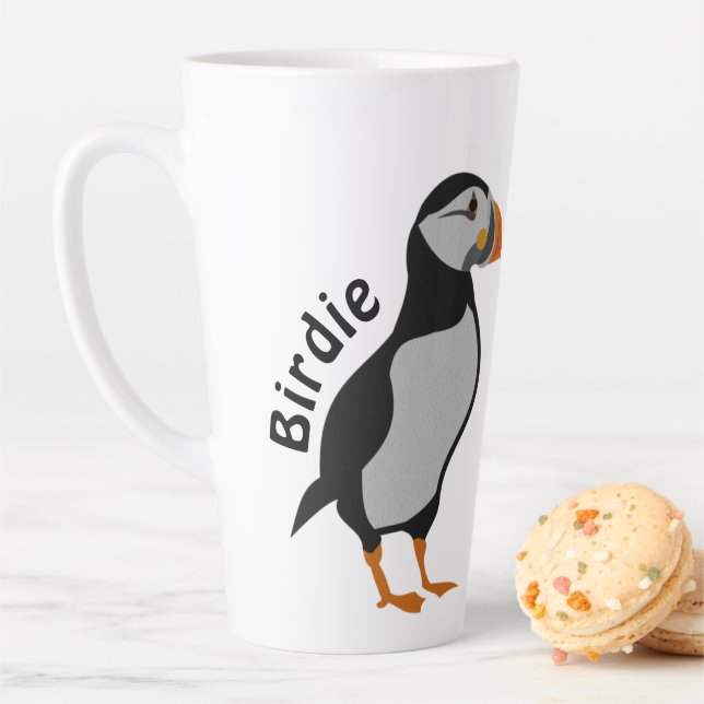 Atlantic Puffin Standing The Good Luck Birdie Latte Mug (In Situ)