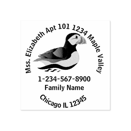 Atlantic Puffin Swimming Family Home Contact Info Rubber Stamp