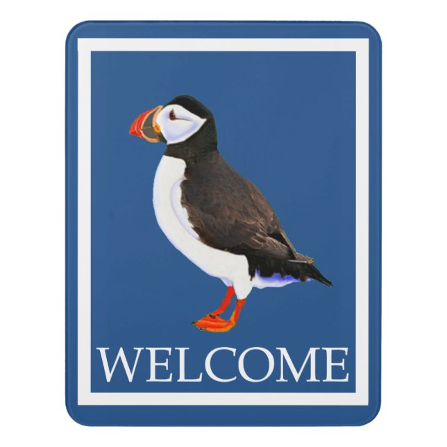 Atlantic Puffin - Welcome Door Sign (Contemporary Vert)