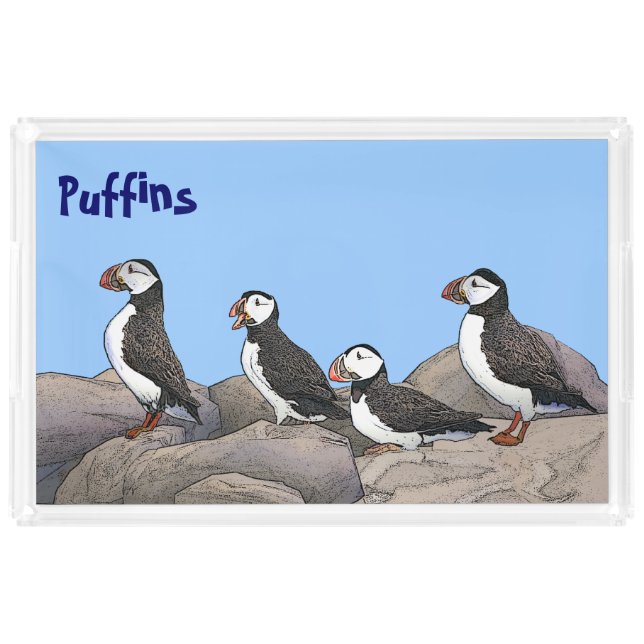 Atlantic Puffins Acrylic Tray (Front)