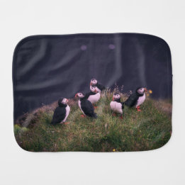 Atlantic Puffins Baby Burp Cloth
