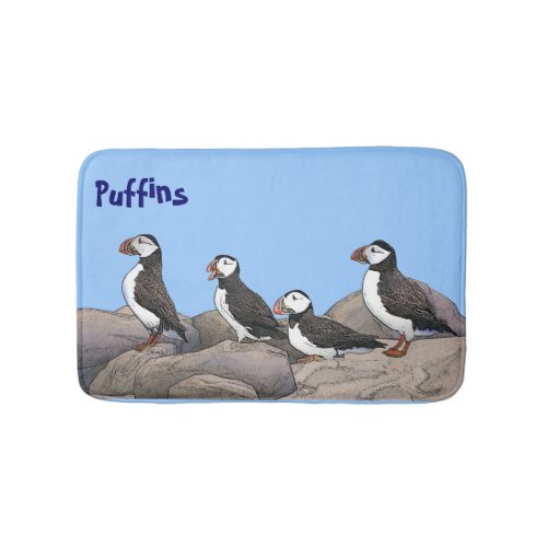 Atlantic Puffins Bathroom Mat