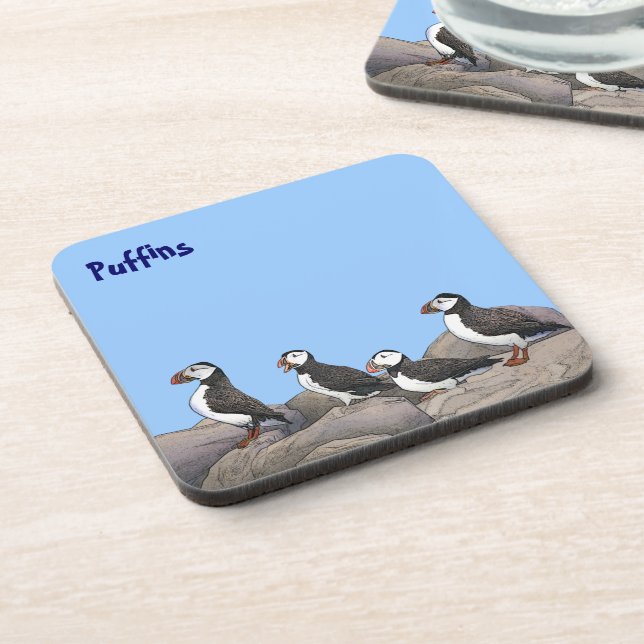 Atlantic Puffins Beverage Coaster (Left Side)