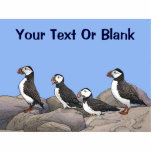 Atlantic Puffins Cutout<br><div class="desc">Puffins at rest on the rocks. Add your own text. The Atlantic Puffin (Fratercula arctica) feeds primarily by diving in the water. They breed in large colonies on coastal cliffs or offshore islands in the North Atlantic. Puffins shed the colorful outer parts of their bills after the breeding season, leaving...</div>