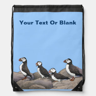 Atlantic Puffins Drawstring Bag