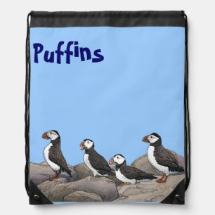 Atlantic Puffins Drawstring Bag