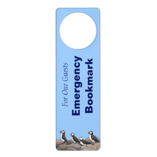 Atlantic Puffins Emergency Bookmark Door Hanger