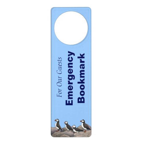 Atlantic Puffins Emergency Bookmark Door Hanger