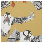 Atlantic Puffins gold Fabric