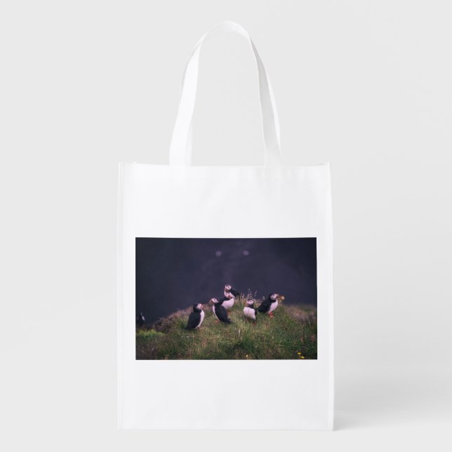 Atlantic Puffins Grocery Bag (Front)