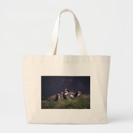 Atlantic Puffins Large Tote Bag