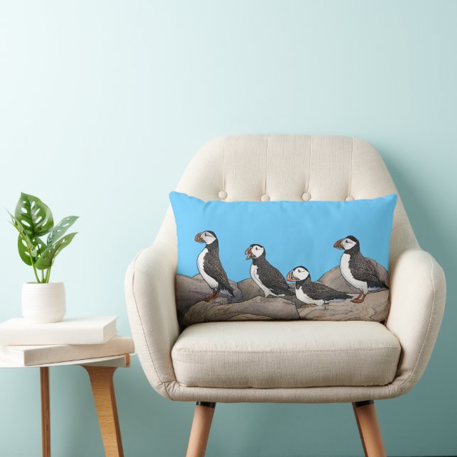 Atlantic Puffins Lumbar Pillow (Chair)