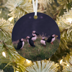 Atlantic Puffins Metal Ornament