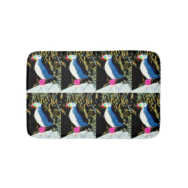 atlantic puffins on seaweed bathroom mat (Front)