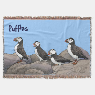 Atlantic Puffins Throw Blanket