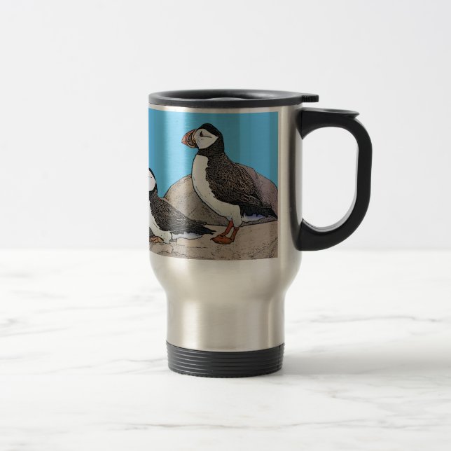 Atlantic Puffins Travel Mug (Right)