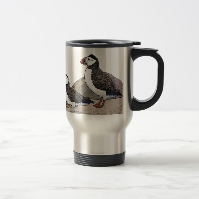 Atlantic Puffins Travel Mug (Right)