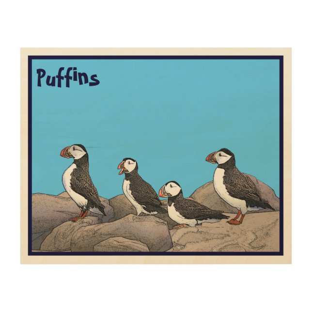 Atlantic Puffins Wood Wall Art (Front)