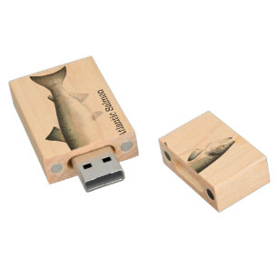 Atlantic Salmon Fish Wood USB Flash Drive