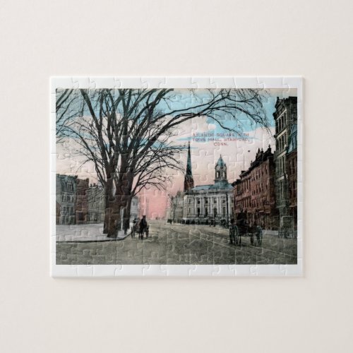Atlantic Square Stamford CT Vintage Style Jigsaw Puzzle