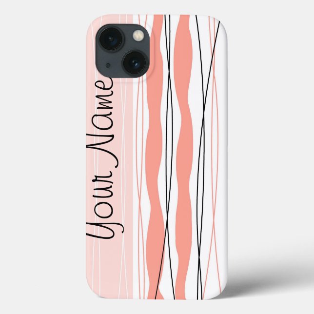 Atlantic Stripe Pink Name Vertical iPad case (Back)