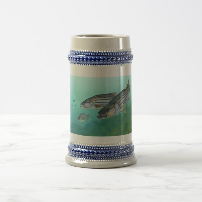 Atlantic Striped Bass Fish Morone Saxatilis Beer Stein (Center)