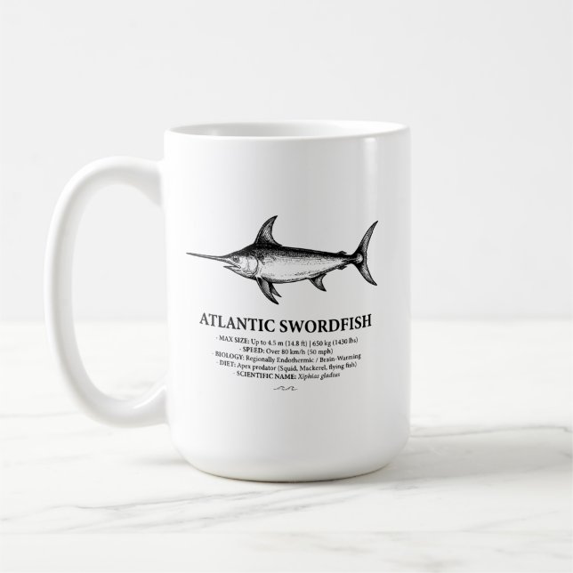 Atlantic Swordfish Scientific Illustration  Coffee Mug (Left)