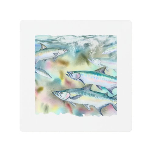 Atlantic Tarpons 030624AREF122 _ Watercolor Metal Print