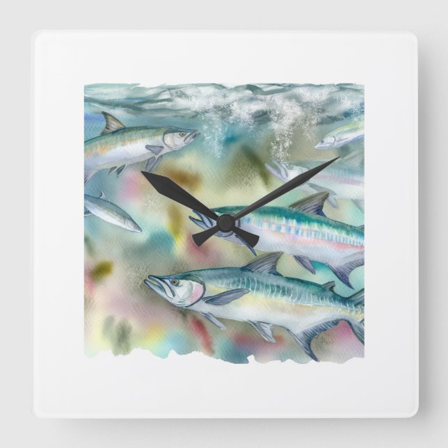 Atlantic Tarpons 030624AREF122 - Watercolor Square Wall Clock (Front)