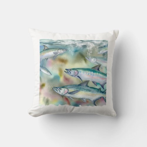 Atlantic Tarpons 030624AREF122 _ Watercolor Throw Pillow