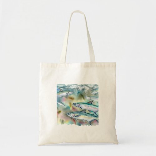 Atlantic Tarpons 030624AREF122 _ Watercolor Tote Bag