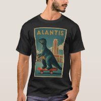 Atlantis” Art Deco Dino on Skateboard